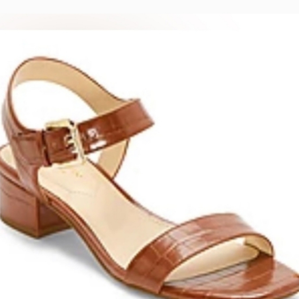 Brand New Liz Claiborne *Penny* Cognac Croco Sandal. New with Box.